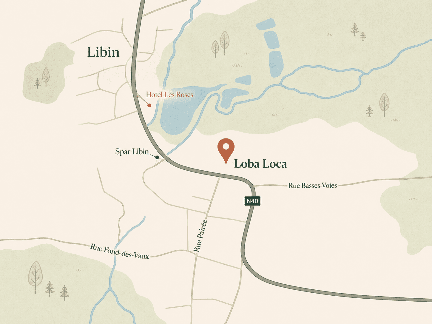 Plan pour rejoindre Loba Loca à Libin